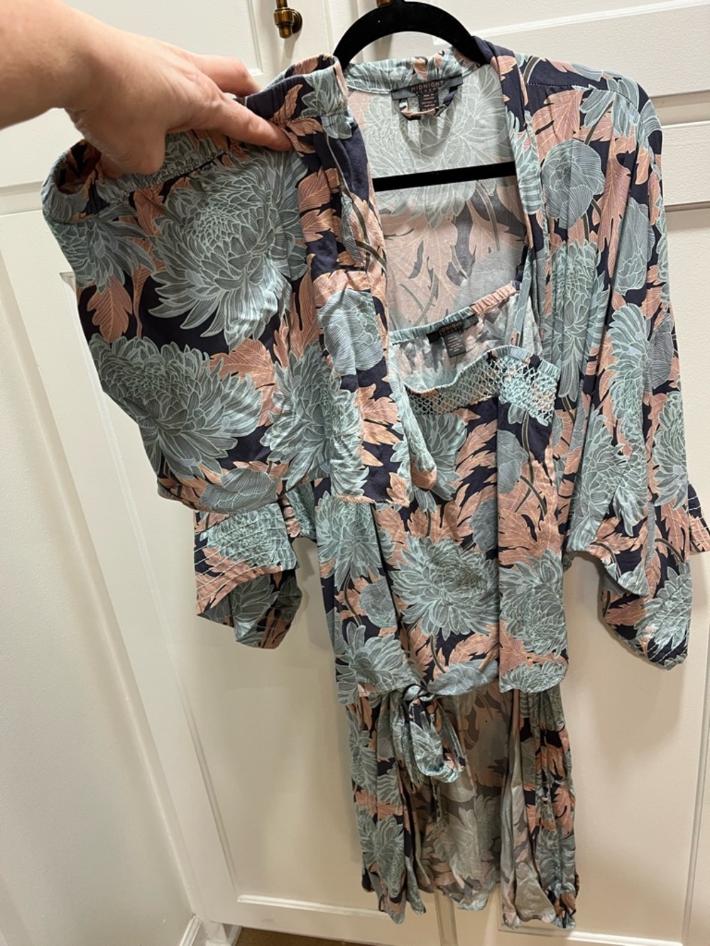 Midnight Bakery Floral Elastic Waist Maxi Skirt - Sage & Navy medium